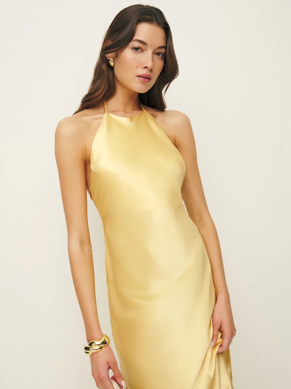 Reformation Jeany Silk Maxi Dress Sunshine Yellow Backless Formal Gown - Picture 14 of 16